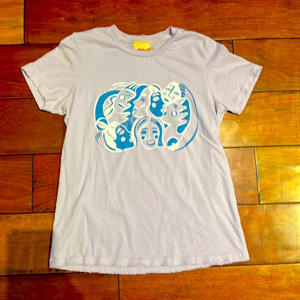 Dazey LA distressed “Group Hug” tee in lavender